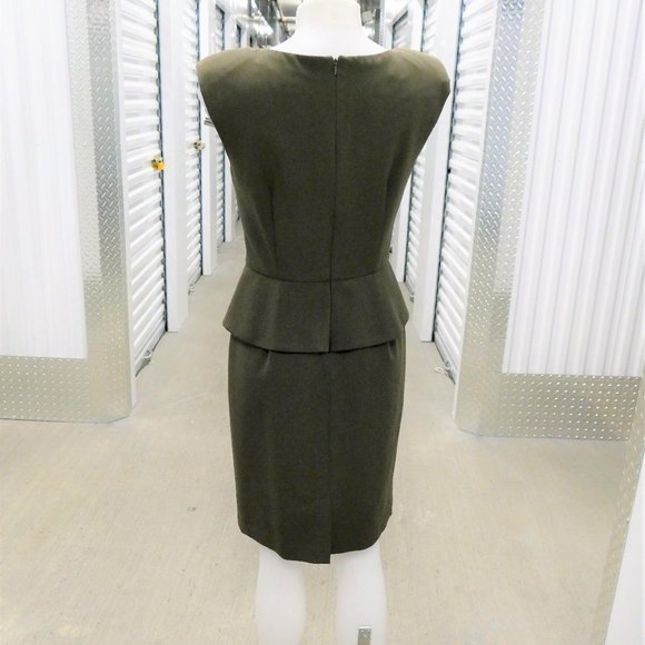 ABS Olive Green Padded & Peplum Dress size 6 - Picture 6 of 12